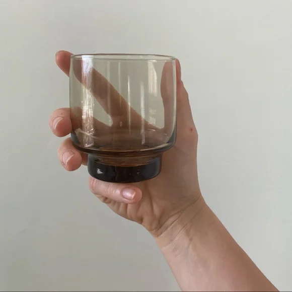 {SOLD} NIB Set mid-century modern smoky rock glasses by Libbey Co - Picture 11 of 12